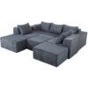 Luxury Modular U Shaped Sectional Sofa With Chaise Lounge And Bed Corduroy Upholstery - Gray - Image 14