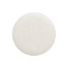 Bali - Round Upholstered Ottoman With Natural Base - Ivory White - Image 5