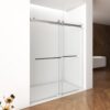 Frameless Shower Door, Double Sliding Shower Door, Clear Tempered Glass Shower Enclosure With Square Rail, Double Side Easy Clean Coat, Finished With Buffer - Brushed Nickel - Image 6