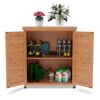 Rustic Cedar Potting Bench With Storage Cabinet And Metal Table Top For Outdoor Patio - Light Brown - Image 13