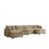Modern Corduroy Upholstered 4 Seater Sofa With 3 Footstools - Tan - Image 15