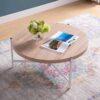 Round Coffee Table With White Metal Legs - Weathered White / White - Image 2