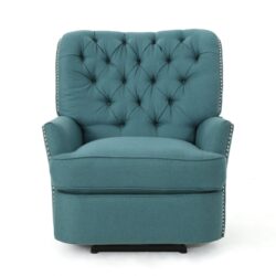Electric Recliner Chair With Elegant Copper Accents And Soft Upholstery - Teal