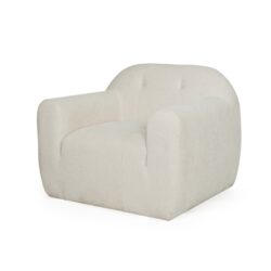 Harmonara - Boucle Upholstered Club Chair With Blind Tufting - Cream
