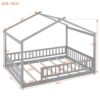 Full Size Bed House Bed Frame With Fence - Gray - Image 9