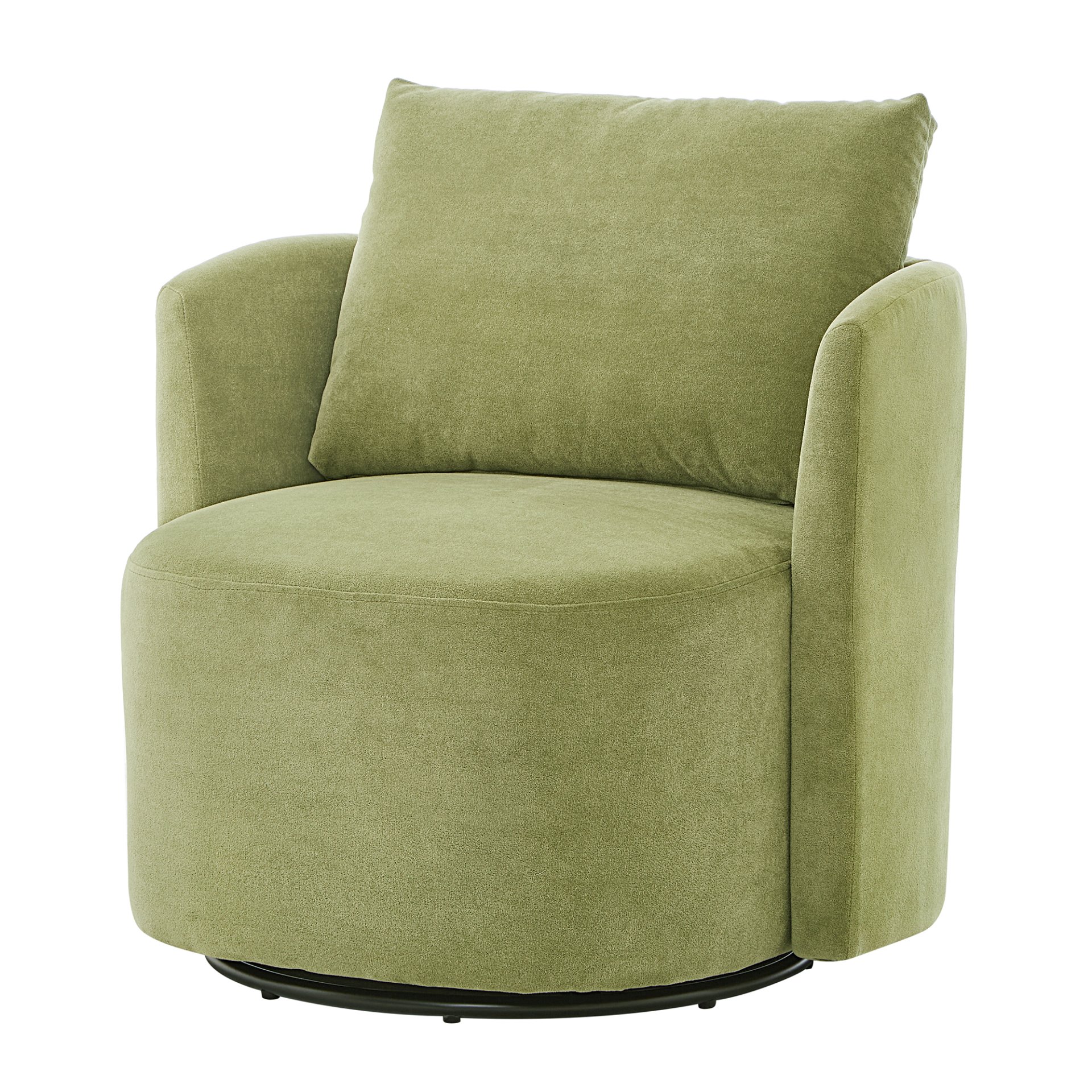 360° Swivel Chair, Accent Barrel Armchair, Upholstered With Curved Design - Green - Image 12