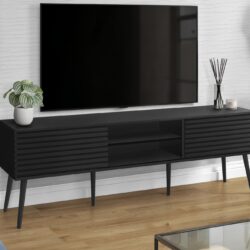 TV Stand, Media Entertainment Center, Storage Cabinet, Console, Storage Shelves, Bedroom, Living Room, Contemporary, Modern - Black