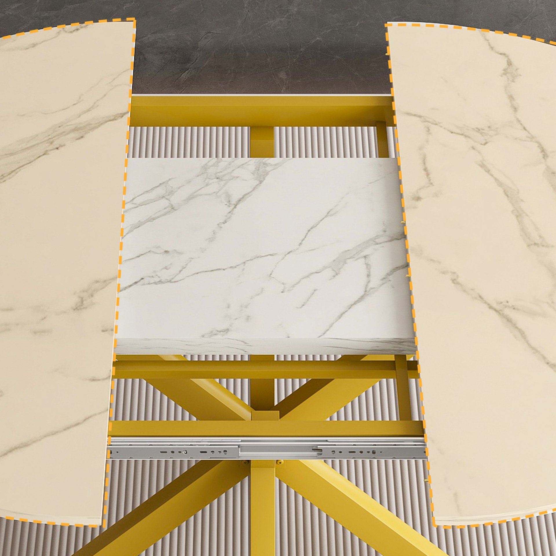 Round Dining Table With Extendable Blades, X Base, Fits 4 - 6 People - White - Image 5