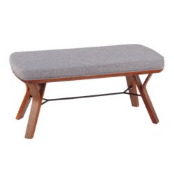 Folia - Mid-Century Modern Bench - Walnut / Light Gray