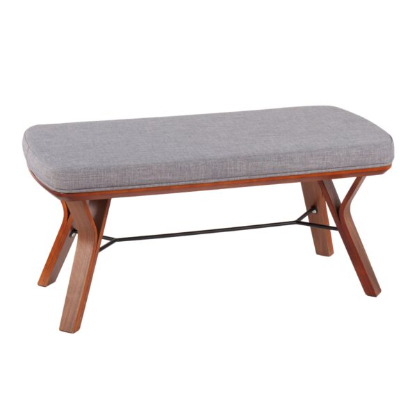 Folia - Mid-Century Modern Bench - Walnut / Light Gray