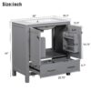 Bathroom Vanity With Single Sink, Combo Cabinet Undermount Sink, Bathroom Storage Cabinet With Two Doors And A Drawer, Soft Closing, Multifunctional Storage, Solid Wood Frame - Gray - Image 3