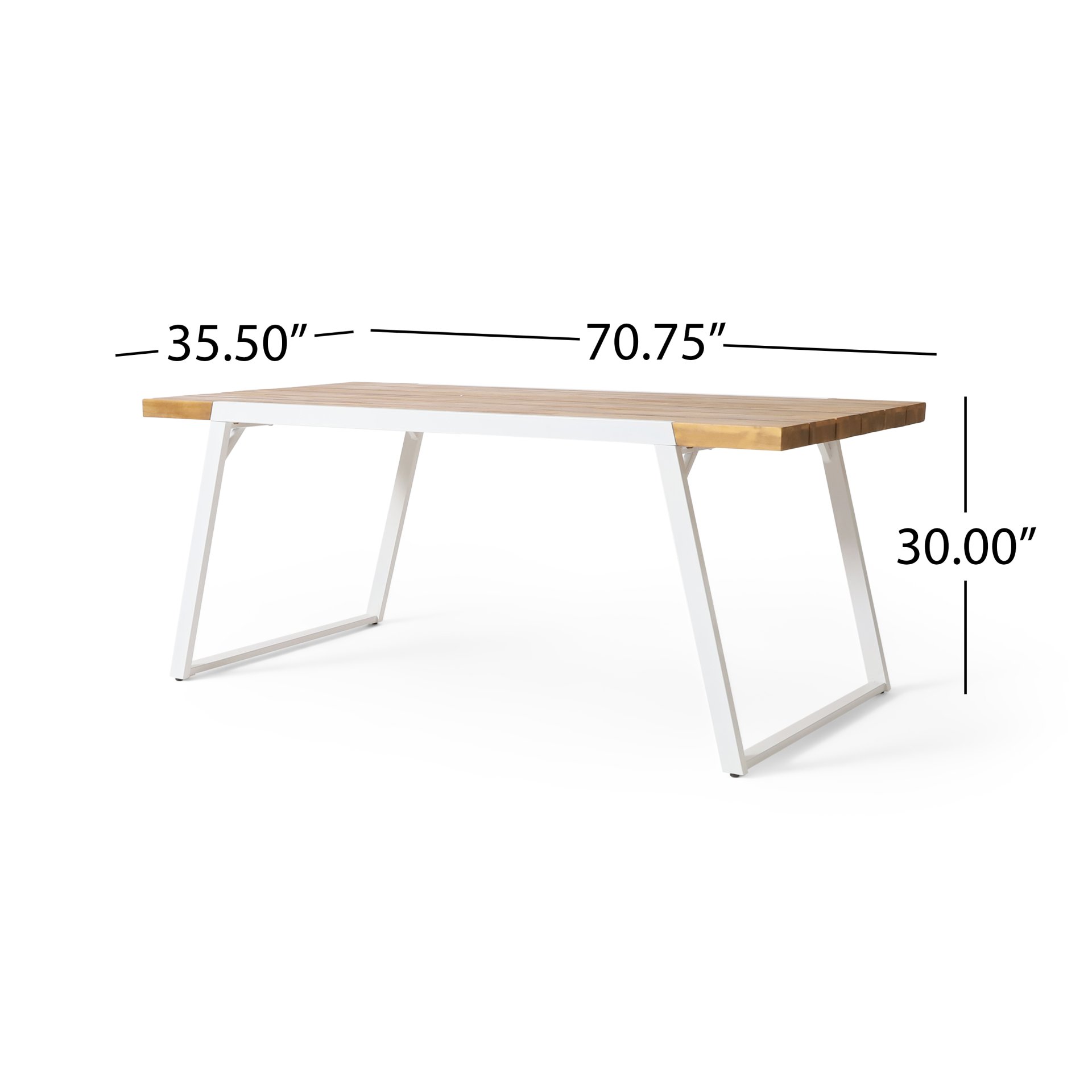 Outdoor Dining Table With Slat Top - Teak / White - Image 3