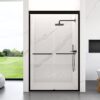 Modern Semi Frameless Double Sliding Shower Door With Sgcc Tempered Glass - Matte Black - Image 2