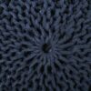 Bordeaux - Knitted Cotton Round Pouf Ottoman And Floor Cushion - Navy Blue - Image 4