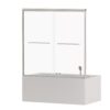 Double Sliding Bathtub Shower Door, Semi Frameless Bypass Tub Door, 1 / 4" 6Mm Tempered Glass With Explosion Proof Film, Adjustable Aluminum Alloy Frame 24D03 T60Bnx - Brushed Nickel - Image 12