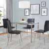Fuji Mason - Upholstered Swivel Contemporary Dining Set, Glass, 5 Piece - Black / Multicolor - Image 6
