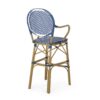 Outdoor Wicker And Aluminum French Barstools Set With Bamboo Print - Navy Blue - Image 9