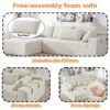 Modern Chenille Upholstered Sectional Sofa Couch Set, Modular L Shaped Sectional Living Room Sofa Set & 6 Pillows, Free Combination - Beige - Image 22
