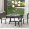 Modern Farmhouse 5 Piece Wood Dining Table Set With Extendable Round Table And 4 Chairs - Gray - Image 6