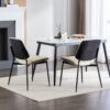 Dining Chairs Mid-Century Modern Retro Faux Leather Chair With Walnut Bentwood Back Upholstered Seat Metal Legs Adjustable Foot For Kitchen Dining Room Chairs (Set of 2) - Beige - Image 17
