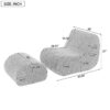 Curved Lounge Chair With Ottoman And High Resilience Foam - White - Image 3