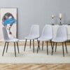 Modern Linen Cotton Dining Chair With Integrated Design (Set of 4) Comfort & Style - Light Gray - Image 5