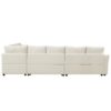 L-Shaped Sofa Convertible Sofa Bed Pull Out Sofa Sleeper With Two Back Pillows, Two USB Ports And Two Power Sockets For Living Room - Beige - Image 19