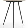 Neroli - Contemporary Round Side Table With Black Metal Base - Oak White - Image 2
