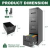 Premium 4 Drawer File Cabinet With Lock Metal Vertical File Cabinet For Office Or Home In Steel, A4 Legal / Letter Size - Brushed Nickel - Image 3
