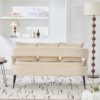Open Back Loveseat Settee With 3 Pillows - Beige - Image 7