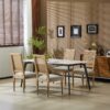 French Country Dining Chairs (Set of 4) Cane Backrest & Upholstered Seats, Rustic Weathered - Grayish Green - Image 2