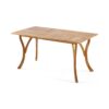Outdoor Rectangular Table With Curved Legs And Perpendicular Wooden Slats Table Top - Teak - Image 6