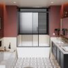 Sliding Shower Door For Bathtub - Matt Black - Image 2