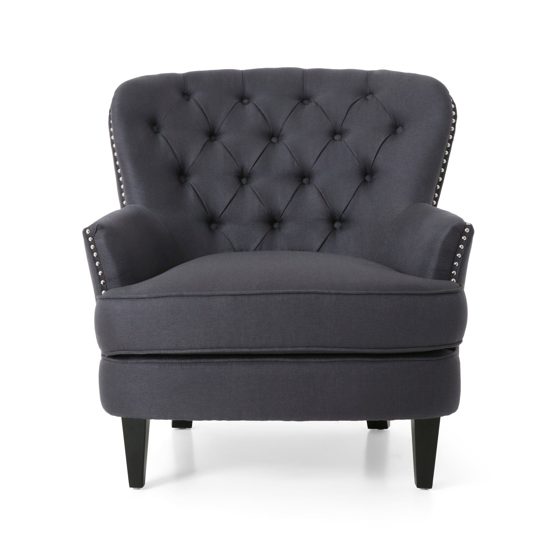 Enchante, Living Room Set With Tufted Back Club Chair And Ottoman - Gray - Image 5