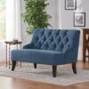 Nicole - French Style Upholstered Loveseat With Tufted Backrest - Navy Blue - Image 6