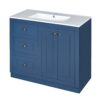 Bathroom Vanity With Ceramic Sink, Bathroom Storage Cabinet With 2 Drawers & Shelf, Freestanding Bathroom Cabinet - Blue - Image 14