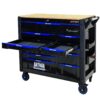 12 Layer Drawer Multi Purpose Tool Cart With Wheels And Wooden Countertops - Black / Blue - Image 7