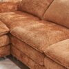 Modern Deep 3 Seat Sofa Couch With Ottoman, Polyester Sofa Sleeper Comfy Upholstered Furniture For Living Room - Orange - Image 6
