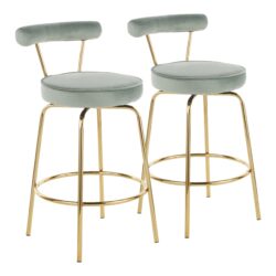 Rhonda - Glam Counter Stool (Set of 2) - Gold / Sage Green