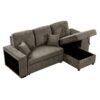 Reversible Sleeper Sectional Sofa Bed With Side Shelf And 2 Stools, Pull-Out L-Shaped Sofa Bed, Corner Sofa-Bed With Storage Chaise Left / Right Hande For Living Room - Knox Charcoal - Image 15