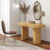 Jesse - Single Drawer Oval Computer Desk - Warm Natural Brown Burl - Image 8