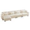 Modern L Shaped Sectional Cloud Sofa With Convertible Deep 4 Seater Design - Cream - Image 12