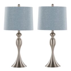 Ashland - Contemporary Table Lamp (Set of 2) - Nickel / Light Blue