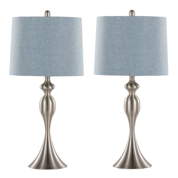 Ashland - Contemporary Table Lamp (Set of 2) - Nickel / Light Blue