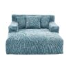 Chenille Interior Lazy Sofa Chaise Lounge Armchair With 3 Pillows And Armrests - Mint Blue - Image 11