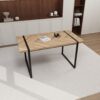 Modern Dining Table Set With Suede Chairs, Rectangular Metal Base, 4 Piece - Gray / Brown - Image 10