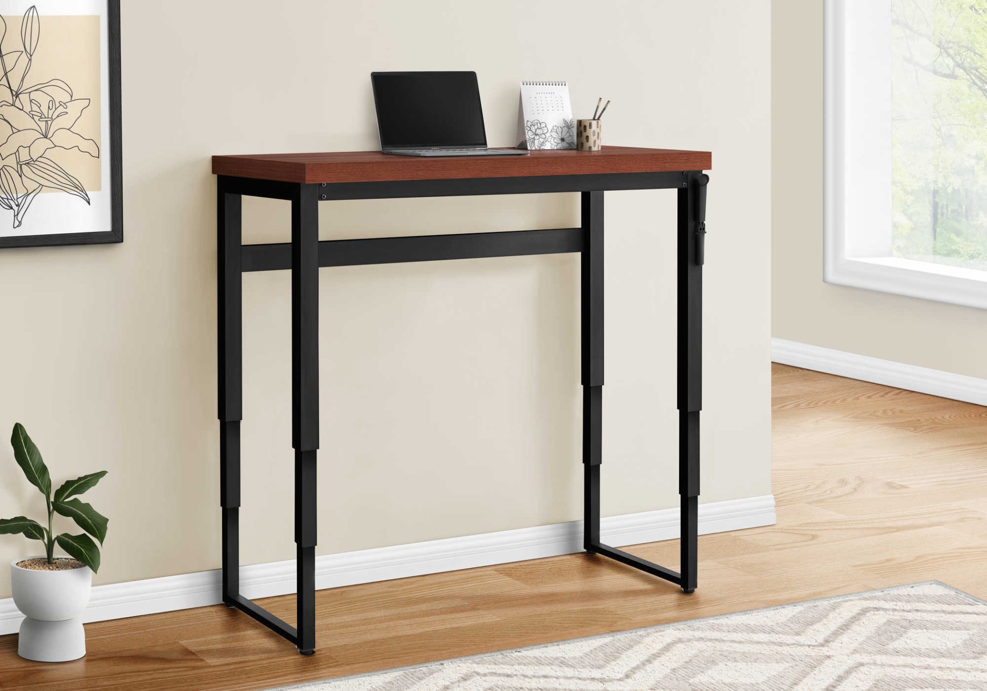 Computer Desk, Home Office, Standing, Adjustable, Laptop, Contemporary & Modern - Cherry - Image 5