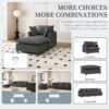 Oversized Chaise Lounge Indoor Single Sofa Bed With Wide Seat, Upholstered Lazy Sleeper Armchair With Movable Ottoman Reading Couch Set - Gray - Image 4