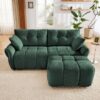 Modern Fabric 2 Seater Sofa With Ottoman Minimalist Design - Green - Image 4