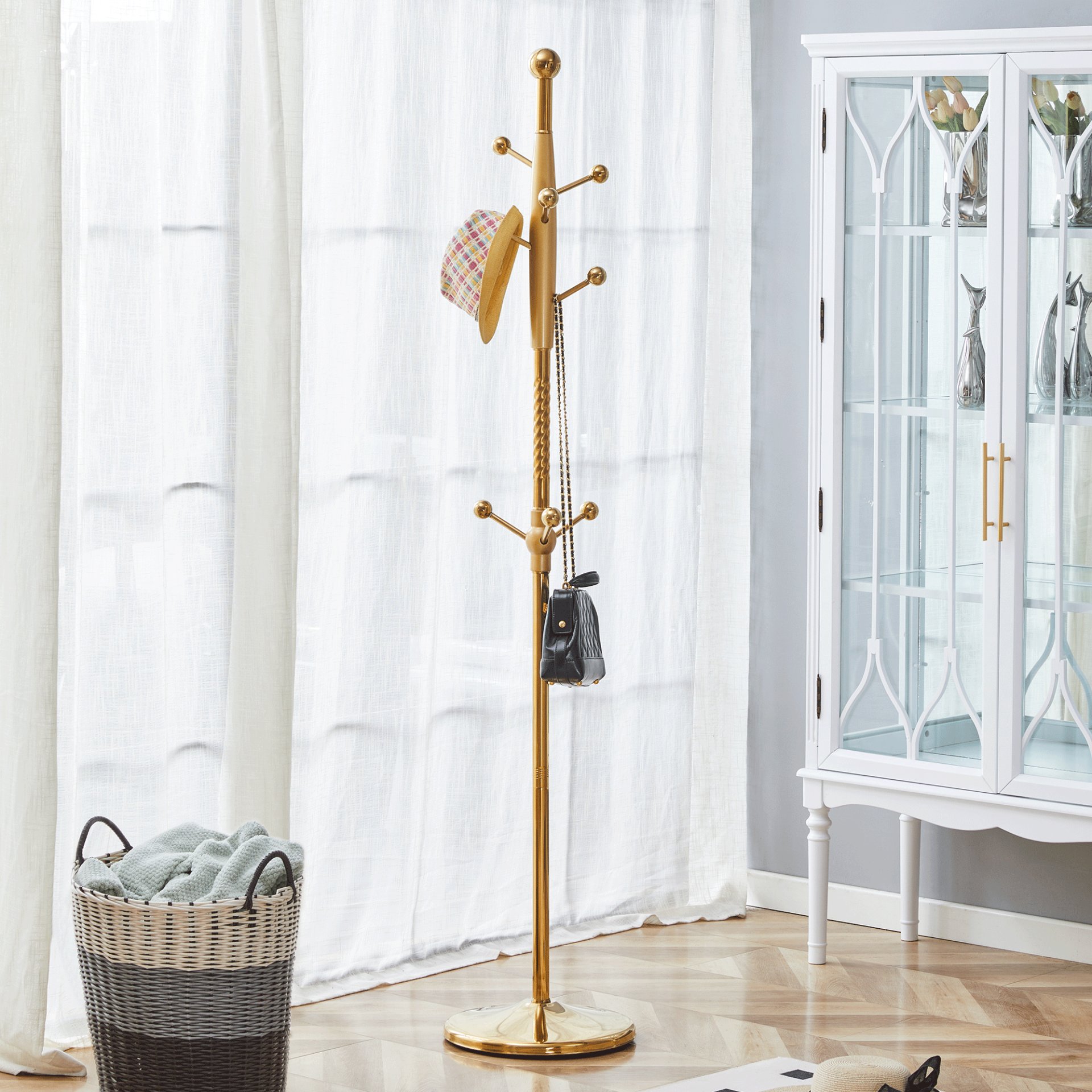 Modern Stainless Steel Spray Painted Hanger With Reinforcement 72" Raised Design Optional - Gold - Image 2